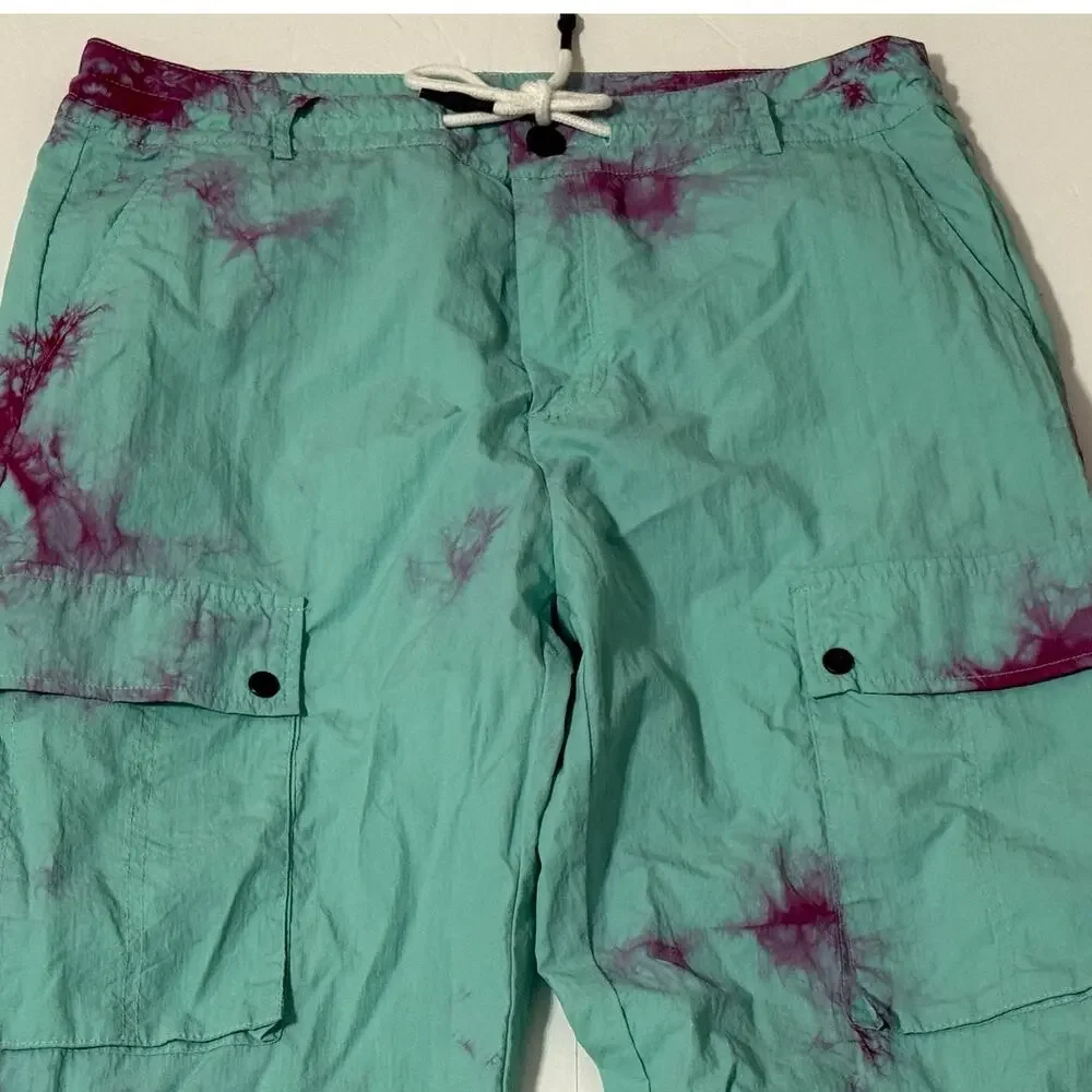 Men's SoleBoy Tie Dye Nylon Cargo Pants, Size M - Picture 3 of 7